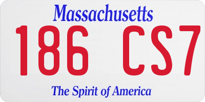 MA license plate 186CS7