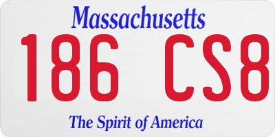 MA license plate 186CS8