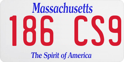 MA license plate 186CS9