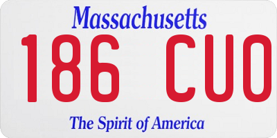 MA license plate 186CU0