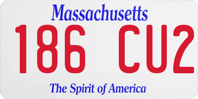 MA license plate 186CU2