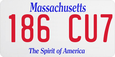 MA license plate 186CU7