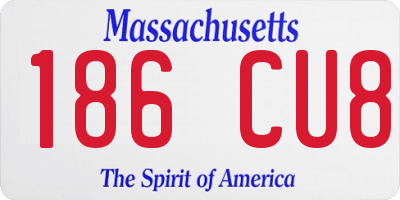 MA license plate 186CU8