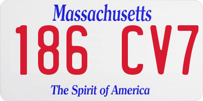MA license plate 186CV7