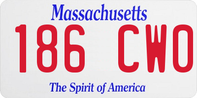 MA license plate 186CW0