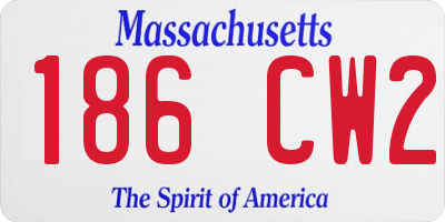 MA license plate 186CW2
