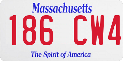 MA license plate 186CW4
