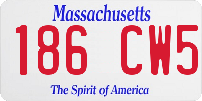 MA license plate 186CW5