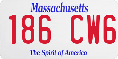 MA license plate 186CW6