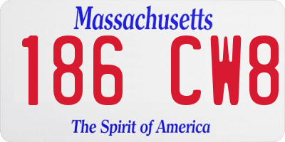 MA license plate 186CW8