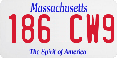 MA license plate 186CW9