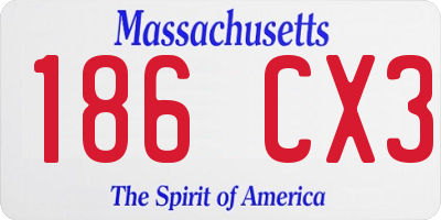 MA license plate 186CX3
