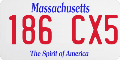 MA license plate 186CX5