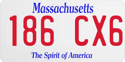 MA license plate 186CX6