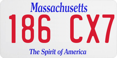 MA license plate 186CX7
