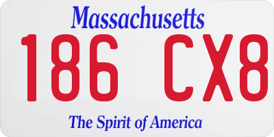 MA license plate 186CX8