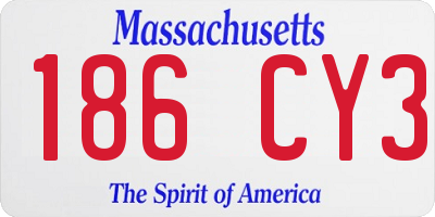 MA license plate 186CY3