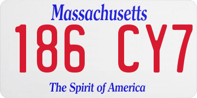 MA license plate 186CY7