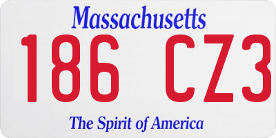 MA license plate 186CZ3
