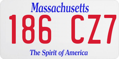 MA license plate 186CZ7