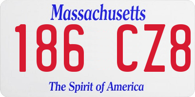 MA license plate 186CZ8