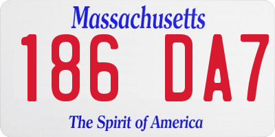 MA license plate 186DA7