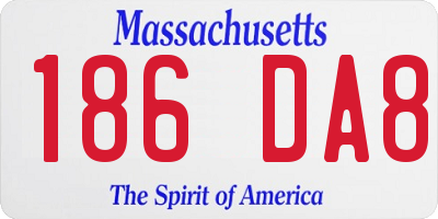 MA license plate 186DA8