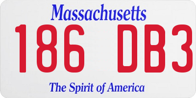 MA license plate 186DB3