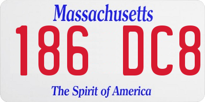 MA license plate 186DC8