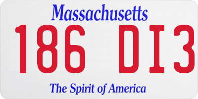 MA license plate 186DI3
