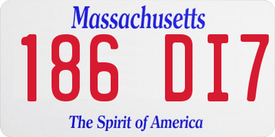 MA license plate 186DI7