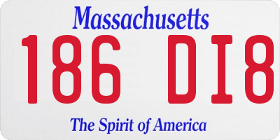 MA license plate 186DI8