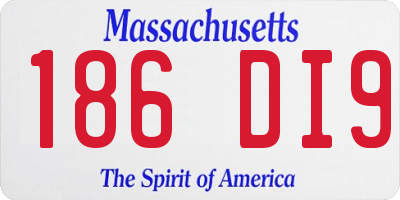 MA license plate 186DI9