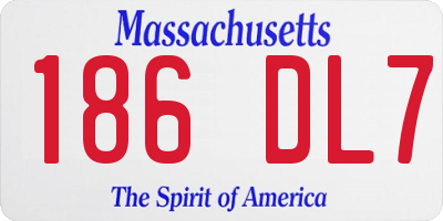 MA license plate 186DL7