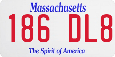 MA license plate 186DL8