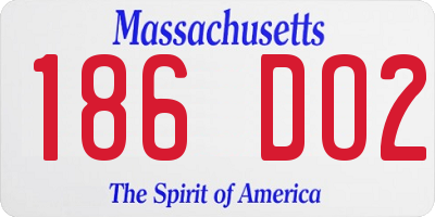 MA license plate 186DO2