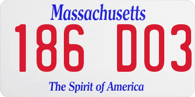 MA license plate 186DO3