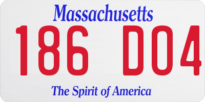 MA license plate 186DO4