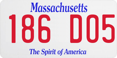 MA license plate 186DO5