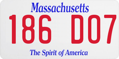 MA license plate 186DO7