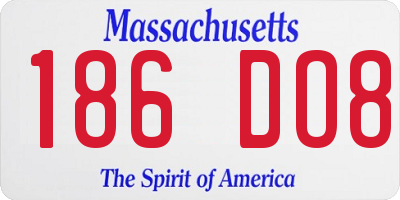 MA license plate 186DO8