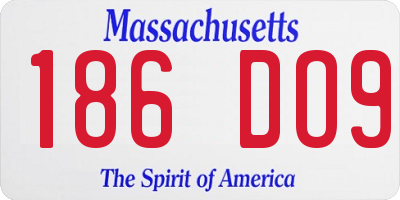 MA license plate 186DO9