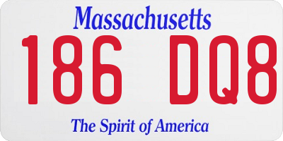 MA license plate 186DQ8