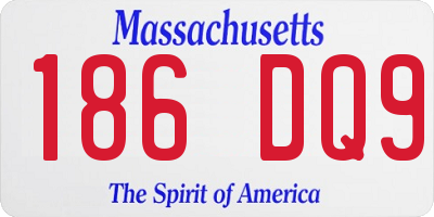 MA license plate 186DQ9