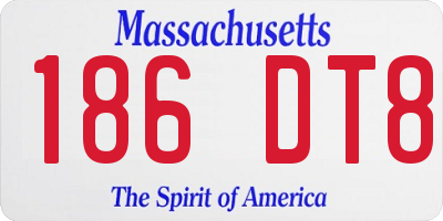 MA license plate 186DT8