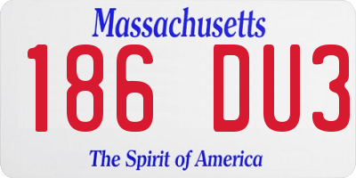 MA license plate 186DU3