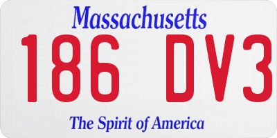 MA license plate 186DV3