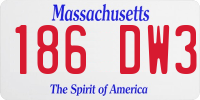 MA license plate 186DW3