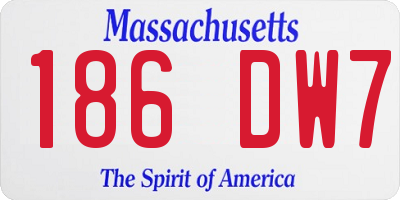 MA license plate 186DW7