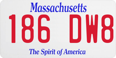 MA license plate 186DW8